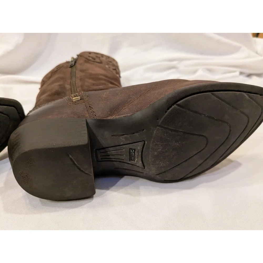 Ariat Boots Kids Size 11 Brown Leather Western Zip Cowboy Style 10010913